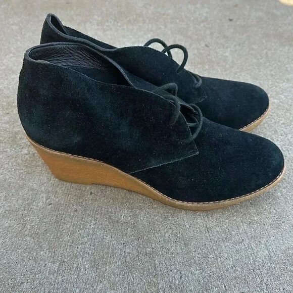 Cole Haan Black Suede Wedges Booties - Picture 4 of 13